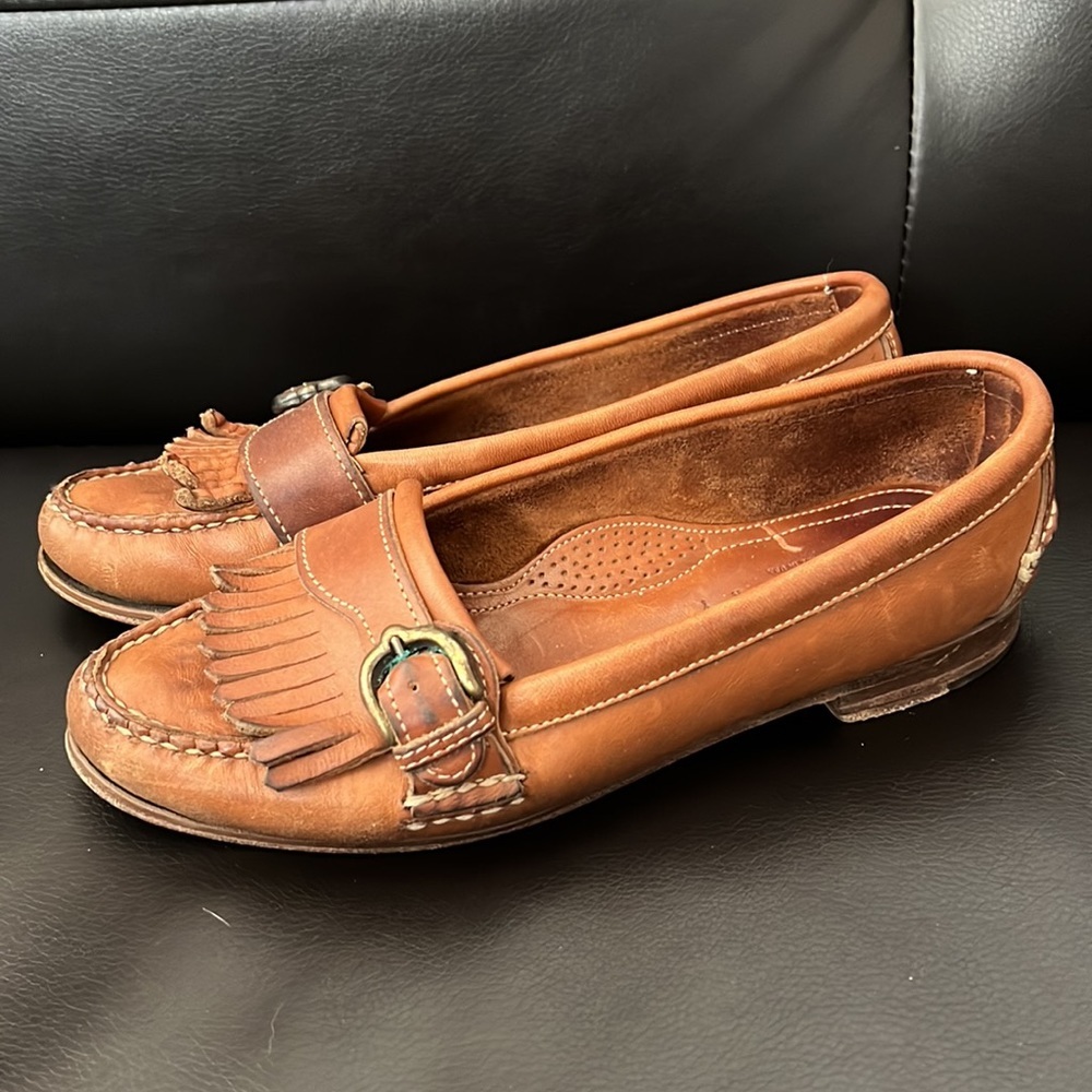 Cole Haan Tan Leather Kiltie Loafers
